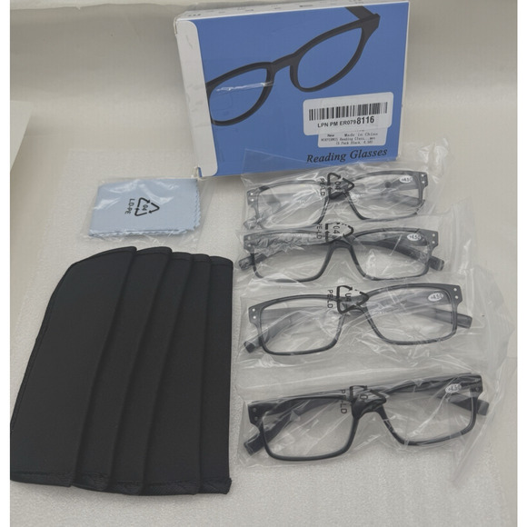 NORPERWIS +4.50 Reading Glasses 4 Pieces Readers Spring Hinge Glasses *READ.. - Picture 1 of 9